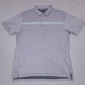 Travis Mathew Polo Shirt Men's XL Gray Stripe Golf Performance Lightweight